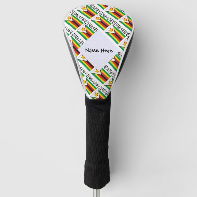 Couvre-club De Golf Drapeau zimbabwéen avec votre nom (Devant)