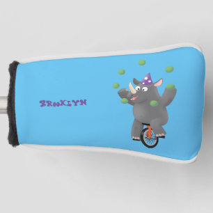 Couvre-club De Golf Drôle rhinocéros mignon jonglant sur monocycle