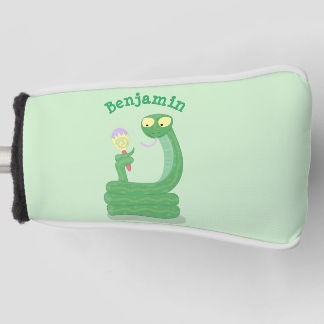 Couvre-club De Golf Drôle serpent vert avec caricature maraca (Devant)
