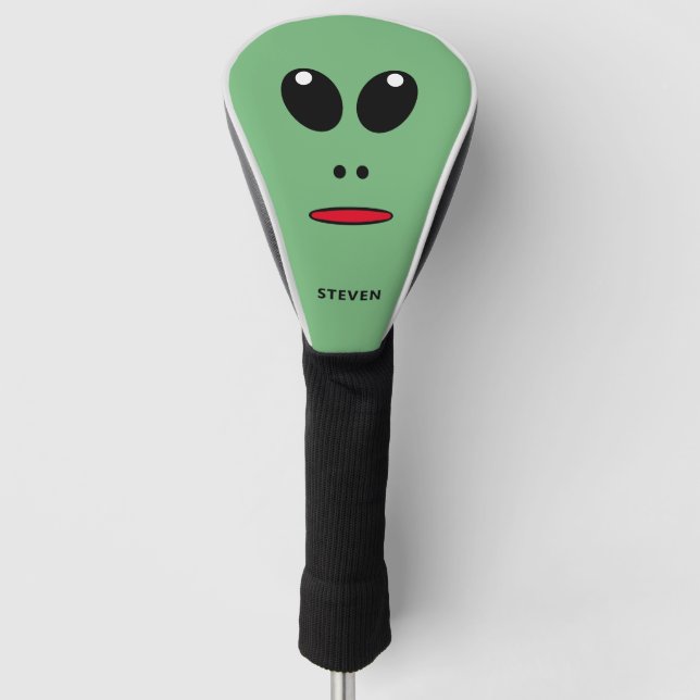 Couvre-club De Golf Drôle Vert Alien Visage Personnalisé Hommes (Devant)