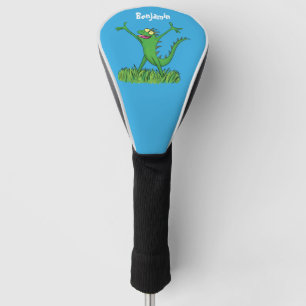 Couvre-club De Golf Drôle vert souriant animé lézard d'iguane