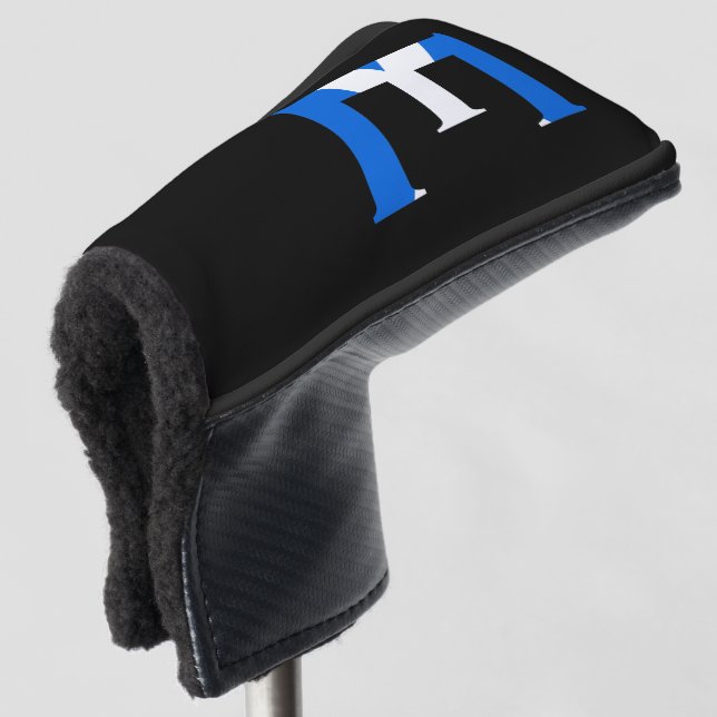 Couvre-club De Golf E Monogramme superposé sur le drapeau écossais (Devant 3/4)