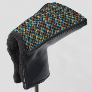 Couvre-club De Golf Échecs sales et effet rayé, bleu et jaune
