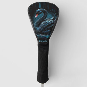 Couvre-club De Golf Élégance en mouvement, cygne noir,