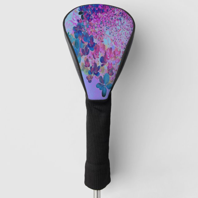 Couvre-club De Golf Élégant bleu foncé et lumière magenta Hydrangea (Devant)