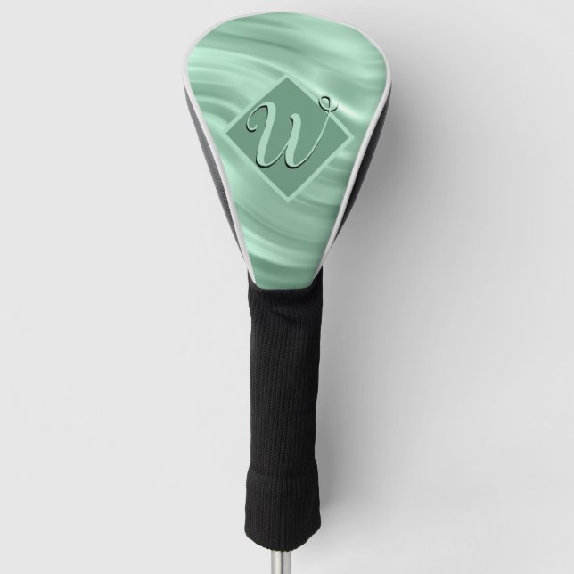 Couvre-club De Golf Élégant Chic Turquoise Swirl Monogramme initial él (Devant)