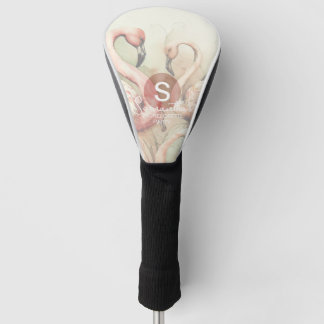 Couvre-club De Golf Élégant Flamant Chic Monogramme Personnalisé