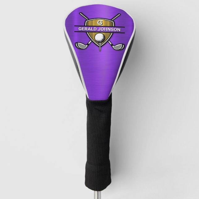 Couvre-club De Golf Elégant Gold Shield Golf Monogramme Design (Devant)