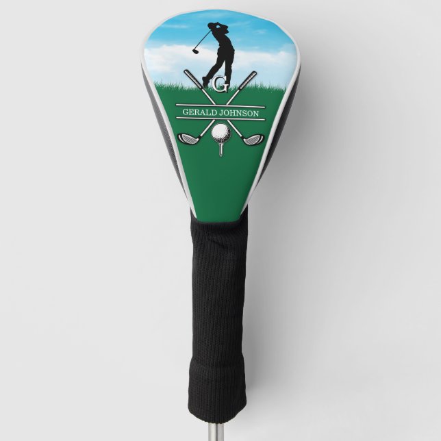Couvre-club De Golf Elégant Golfer Personnalisé Conception Monogramme (Devant)