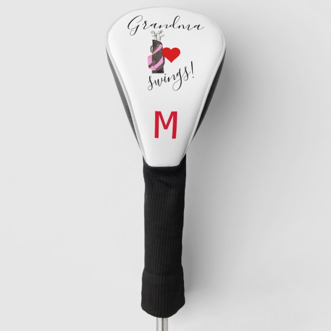 Couvre-club De Golf Élégant Grandma Golfer Golf Sac Monogramme (Devant)