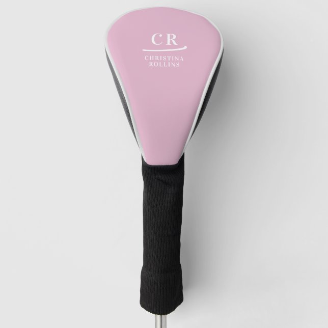 Couvre-club De Golf Elegant Modern Monogram Feminine Pink Personalized (Devant)