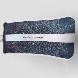 Couvre-club De Golf Elégant moderne en argent Mandala Stripe Navy bleu