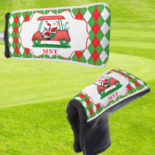 Couvre-club De Golf Élégant Monogramme de Noël de golf Père Noël