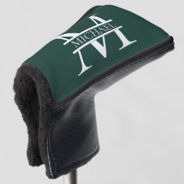Couvre-club De Golf Élégant Monogramme et nom Emerald Green Personnali