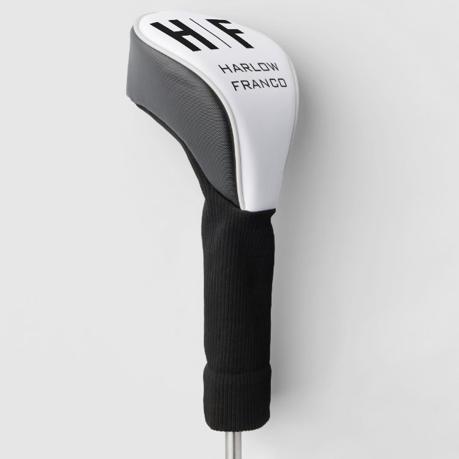 Couvre-club De Golf Élégant Monogrammé Initial et nom Personnalisé (Incliné)