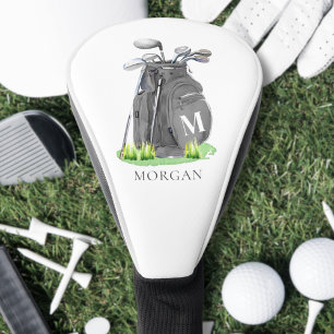 Couvre-club De Golf Élégant Monogramme Initial Nom Personnalisé