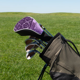 Couvre-club De Golf Élégant Noir Et Métallurgique Violet Damas & Dente