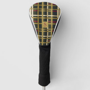 Couvre-club De Golf Élégant Olive Green et Gold Classic Plaid