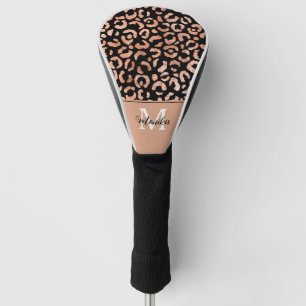 Couvre-club De Golf Élégant Rose Gold Glam Leopard Personnalisé