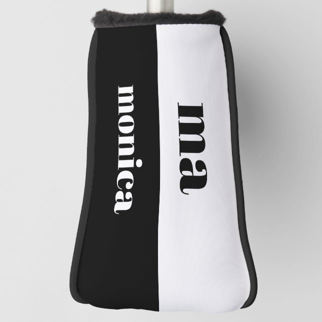 Couvre-club De Golf Elegant &white script monogram initial  (Tourné à 90°)