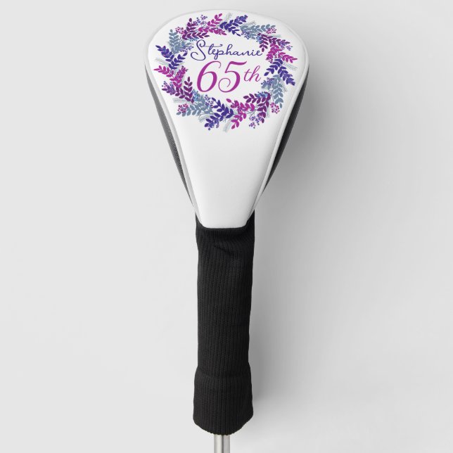 Couvre-club De Golf Élégante couronne rose violet 65e anniversaire (Devant)