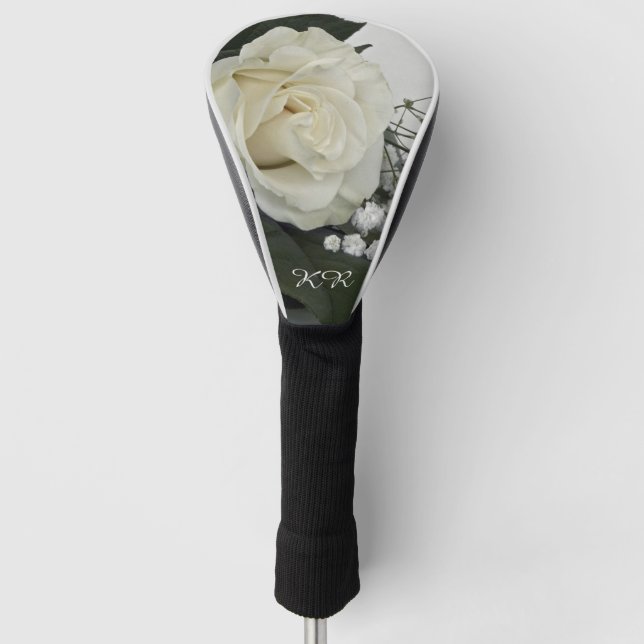 Couvre-club De Golf Elégante et romantique Rose blanche personnalisée (Devant)
