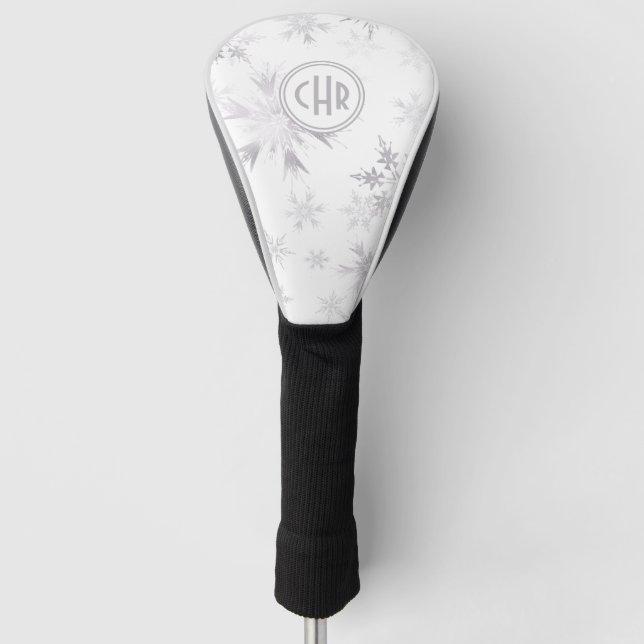 Couvre-club De Golf Élégants flocons blancs d'hiver (Devant)