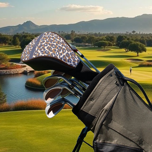 Couvre-club De Golf Empreinte de léopard-bleu et Brown (Leopard Print-Blue and  Brown- Golf Head Cover )