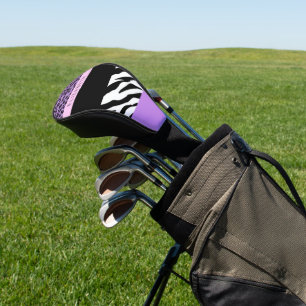 Couvre-club De Golf Empreinte de léopard, Zebra Print, Purple, Votre n