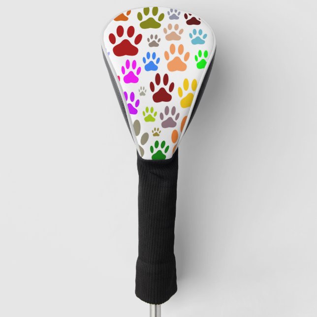 Couvre-club De Golf Empreintes de pattes de chiens partout (Devant)