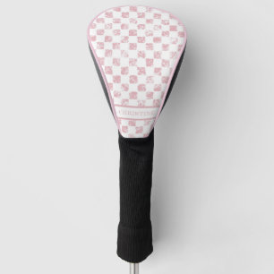 Couvre-club De Golf En vichy Rose et blanc Dames Golf Tête Couverture