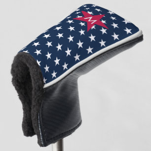 Couvre-club De Golf Étoiles Monogrammes Bleus Rouge Classique