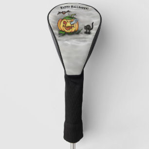 Couvre-club De Golf Fantôme, Chat, Chat et Citrouille, Bonne Halloween