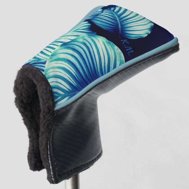 Couvre-club De Golf Feuilles bleus tropicaux (Devant 3/4)