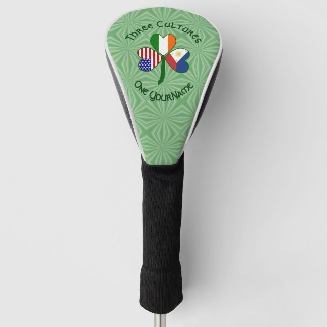 Couvre-club De Golf Filipino irlandais drapeaux américains Shamrock Vo (Devant)