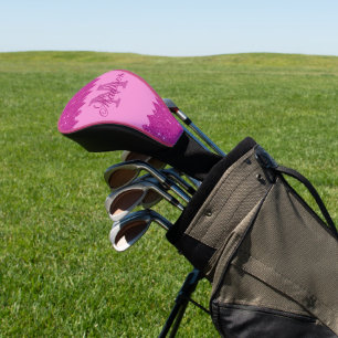 Couvre-club De Golf Fille rose parties scintillant zigzag, monogramme