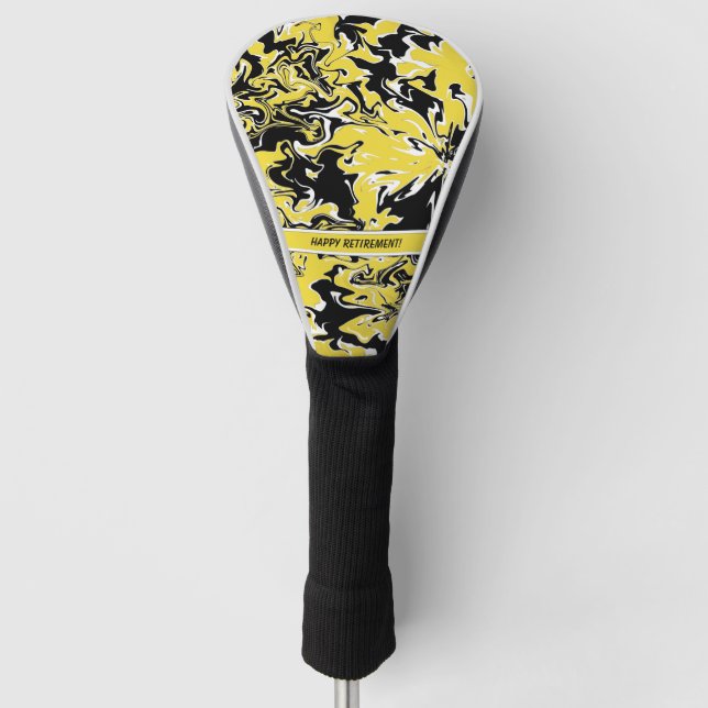 Couvre-club De Golf Flacons de noir, blanc et jaune (Devant)
