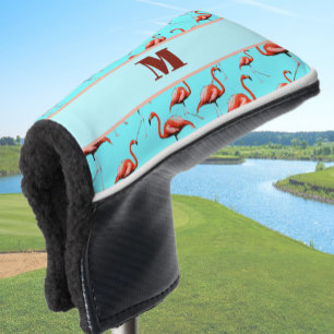 Couvre-club De Golf Flamant rose amusant rose et aqua personnalisé mon