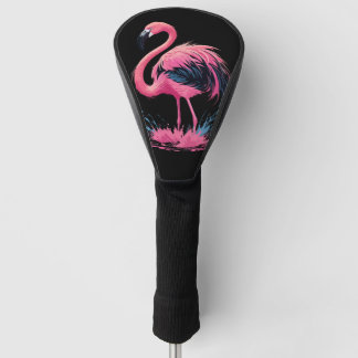Couvre-club De Golf Flamant rose rose blanc artistique