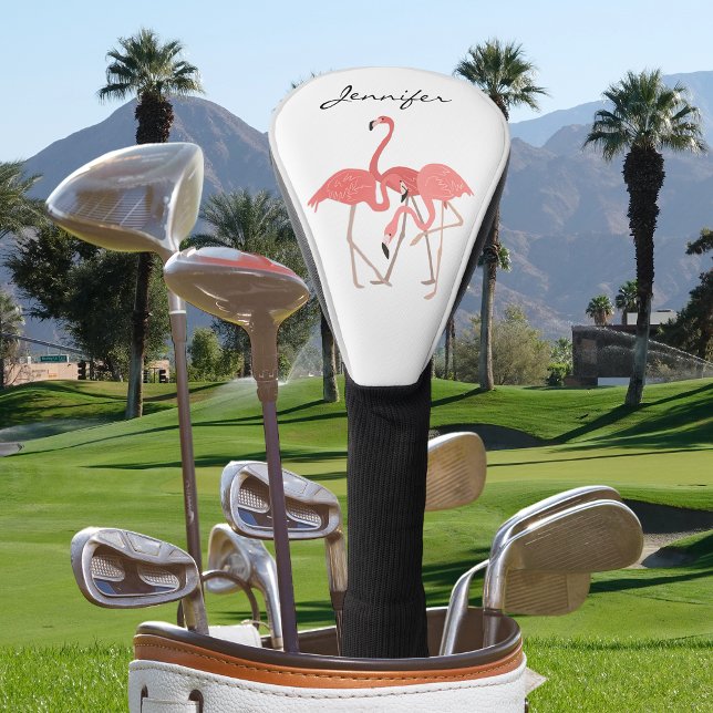 Couvre-club De Golf Flamant rose rose Tropical avec Monogramme personn (Créateur téléchargé)
