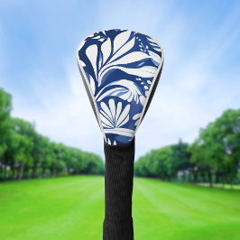 Couvre-club De Golf Fleur botanique aquarelle bleue
