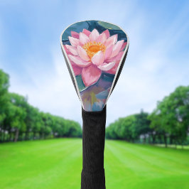 Couvre-club De Golf Fleur de Lotus Plaque de Nénuphar Aquarelle