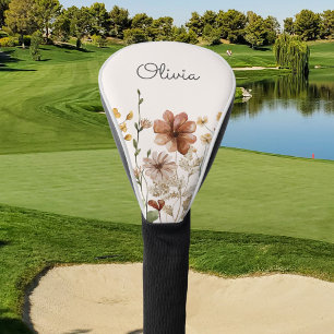 Couvre-club De Golf Fleur Florale Jolie Aquarelle Personnalisée