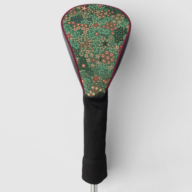 Couvre-club De Golf Fleur japonaise verte Flore traditionnelle arrière (Devant)