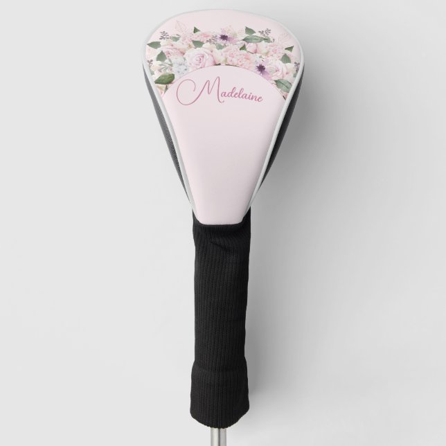 Couvre-club De Golf Fleur moderne rose Élégante Feminine (Devant)