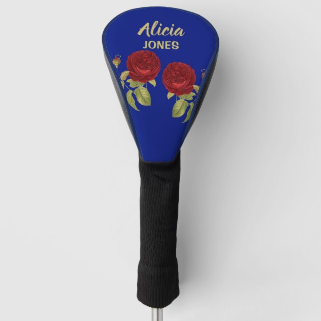 Couvre-club De Golf Fleur rouge et bleu feuille (Devant)