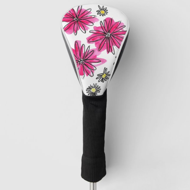 Couvre-club De Golf Fleurs blanches et roses (Devant)