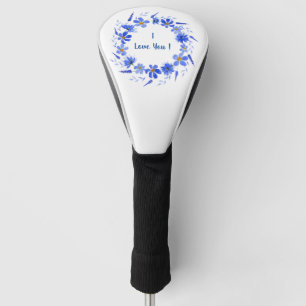 Couvre-club De Golf Fleurs bleu d'aquarelle romantique été