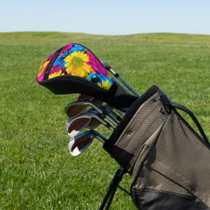 Couvre-club De Golf Fleurs colorées, Faisées, Boho, Votre Nom