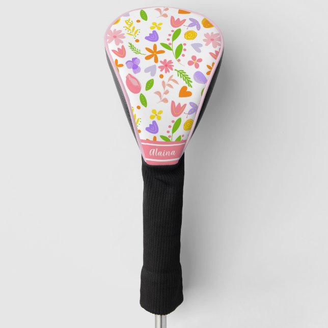 Couvre-club De Golf Fleurs et Coeurs de printemps dames (Devant)